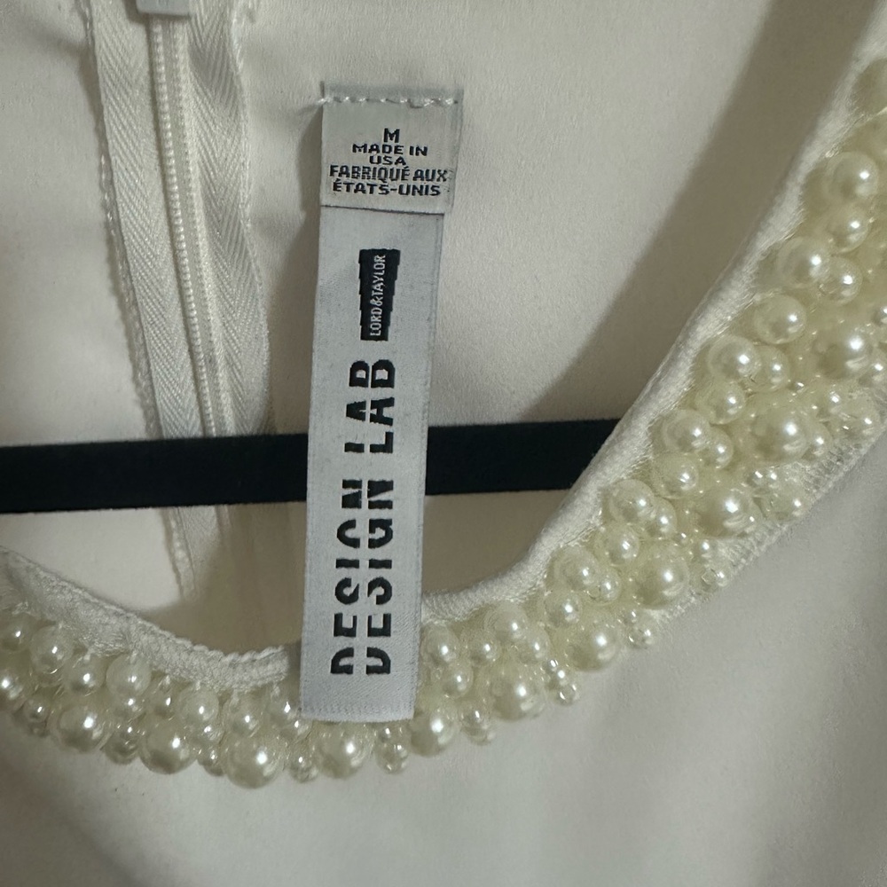 Lord & Taylor Design Lab White Top with Pearl Accents - Picture 3 of 4